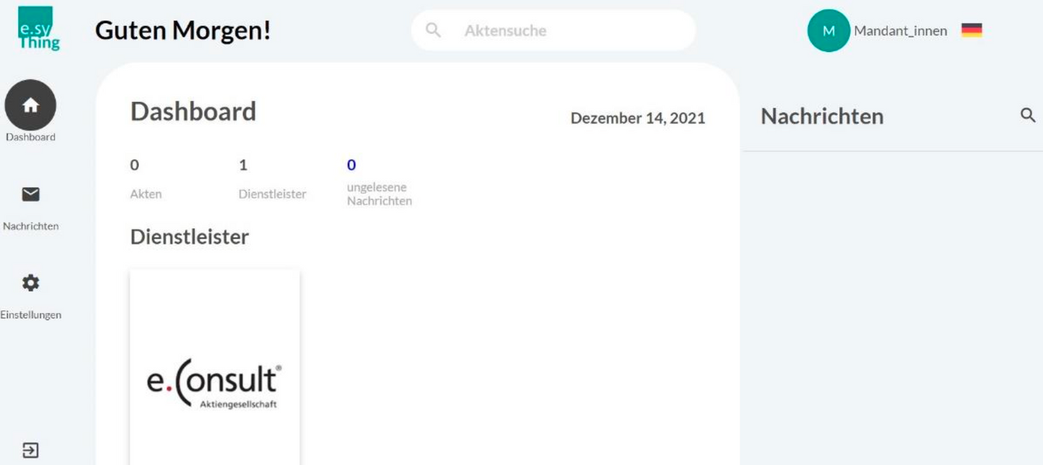 e.syOne Web-Version mit Aktenübersicht